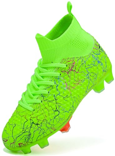 PiDaGlobal Zapatos de Fútbol Niño Calzado Profesional para Entrenamiento Aire Libre Zapatillas de Fútbol con Clavos Tacos de fútbol Adolescentes Botas de Fútbol 31EU Verde