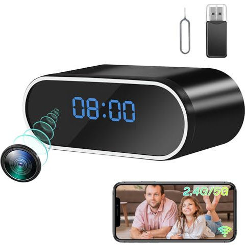 Tebetu Micro Cámara Espía Oculta 5G&2.4G, Camaras Espias Camufladas Inalambricas HD 1080P, Minicamara de Vigilancia Interior con Visión Nocturna IR 135° para el hogar, la Oficina, etc.
