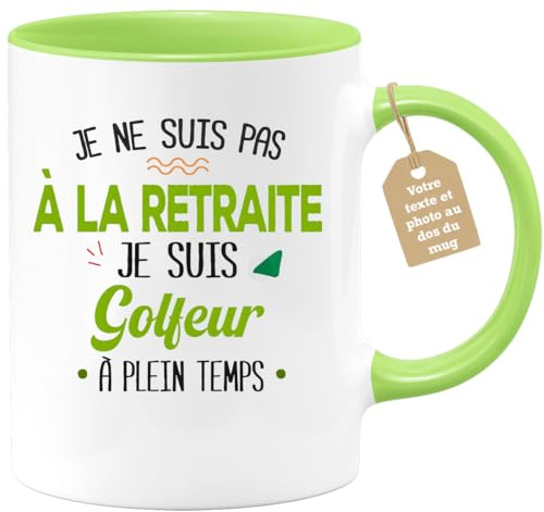 quotedazur Café-Croissant - Mug Personnalisable Texte Photo Tasse Cadeau Noël Je Ne Suis Pas A La Retraite Je Suis Golfeur - Vert/Céramique