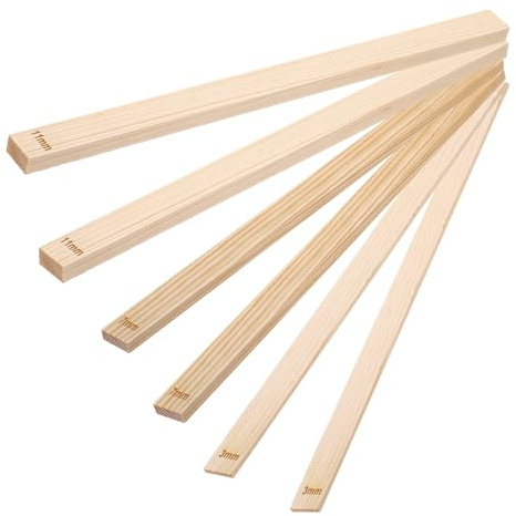 sourcing map 6Pcs Pottery Teaching Rolling Mud Stick Guides, 13 x 0.8 Wood Clay Roller 3 7 11mm Thick Ceramic Tools Strips Rolling Guides for Clay Thickness DIY Craft