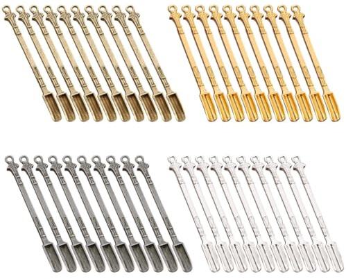 40 Pcs Tiny Metal Spoon Shovels, Vintage Miniature Scoops in 4 Colors, Small Tools for Salt Sand Filling, Pendants, Crafts, and Table Decor