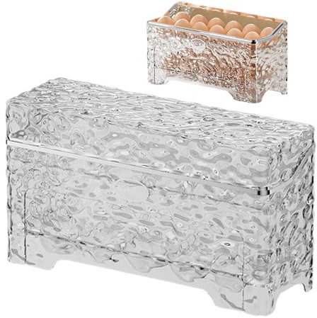 Bandeja Huevera para, Portahuevos Doble Nivel Para Almacenamiento En Frigorífico, Recipiente Apilable con Tapa Transparente, Caja Organizadora Grande para Cocina Encimera Hogar Almacenamiento