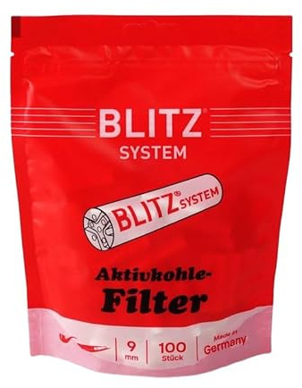 BLITZ SYSTEM Filtri a carbone attivo, diametro 9 mm, confezione da 100