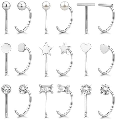 Sllaiss 9 Paar Kleine Creolen 316L Edelstahl Piercing Ohr Gold/Silber | 20G, Hypoallergen Chirurgenstahl Helix Piercings Tragus Lobe Conch Piercing Ohrringe Mini Creolen Medizinische Ohrstecker