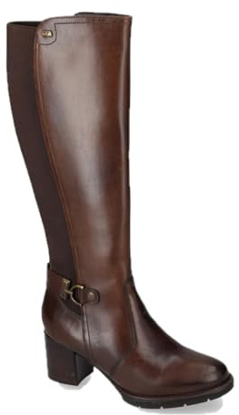 Valleverde 17206 Stivali Donna in Pelle, Marrone, Tacco 5 cm, Cerniera Laterale, Fibbia Decorativa (Marrone, 38, Sistema Taglie Calzature EU, Adulto, Donna, Numero, Media, 38)