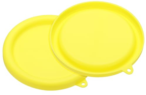 sourcing map 2Pcs Silicone Lids Cover for Glass Mixing Bowls Ice Cream Machine, Refrigerator Dishwasher & Microwave Safe, Yellow