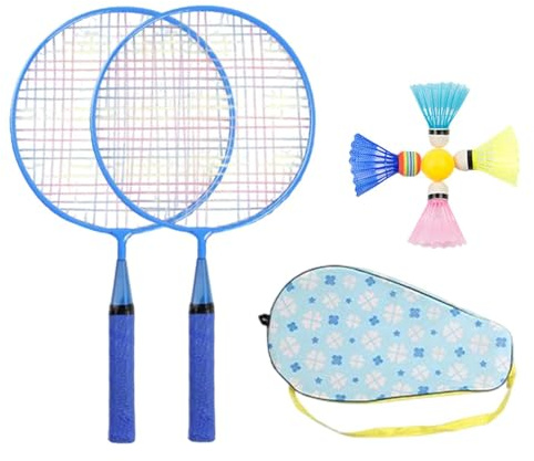 Badmintonracketar Barn - Lättviktsracket Med Komfortgrepp, Ersättningsracketar Och Fjäderbollar | Utomhusbadmintonset Familjens Vänner, Fritidssportutrustning Utomhus, Lämplig Barn Och Ton
