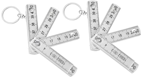 2 Reglas Plegables de ABS, portátiles, de 0,5 m, con Llavero, para carpintería y colocación de Azulejos. (Blanca)