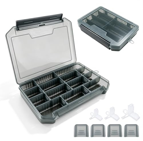 Seconero 2 Pcs Fishing Tackle Box, Plastic Lure Box, 20.5 x 14.5 x 2.7cm | Float Fly Box With 30 Fish Hook Protectors, Tackle Boxs With Compartments, Fishing Storage for Artificial Lures, Hooks