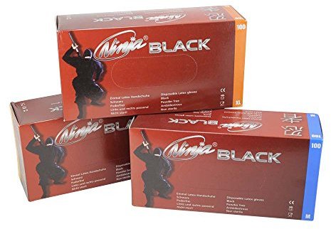 Med-Comfort Black Ninja, Latex Einmalhandschuhe, Ampri, Gr. M
