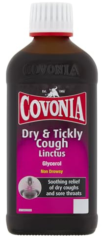 Covonia Dry & Tickly Cough Linctus,Soothes And Provides Relief From Dry Coughs And Sore Throats,Non Drowsy,Cough Syrup,Suitable For Vegetarians,Cold And Flu Relief, 180ml (Always read Label First)