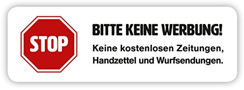 Magnet-Schild Bitte keine Werbung! in weiß für Ihren Briefkasten