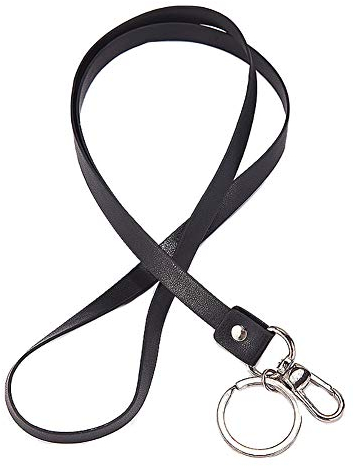 aolaso Schlüsselband Schlüsselanhänger Lang, Umhängeband aus PU-Leder mit stabilem Metall-Clip für ID Ausweishalter, Tasten, USB