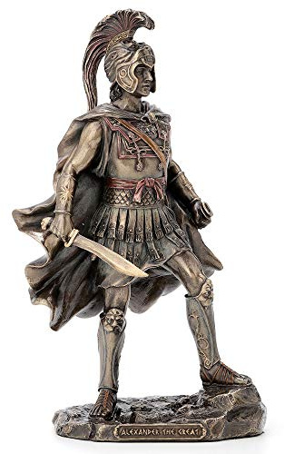 Veronese Design Statue Alexander, der große griechische römische Krieger, historische Antik-Bronze-Oberfläche, Statue, Skulptur, 24 cm