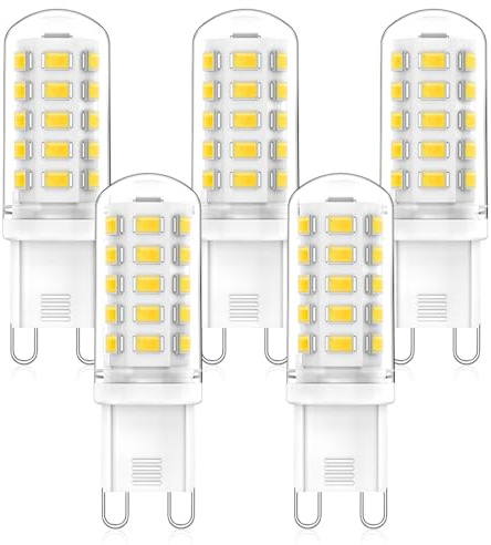 RuLEDne G9 LED Leuchtmittel 3W, 40W 33W 28W G9 Halogen Leuchtmittel Ersatz, AC 230V LED Lampe Naturweiß 4000K CRI 83+ Nicht dimmbar Energiesparlampen 5er Pack