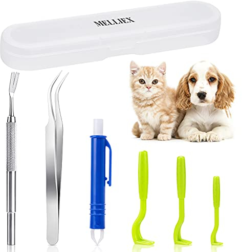 MELLIEX Zeckenzange Set, 6er Pack Zeckenhaken Edelstahl Zeckenpinzette Sicher Zeckenentferner Zeckenentfernung für Mensch, Hund, Katze, Kinder (mit Aufbewahrungsbox)