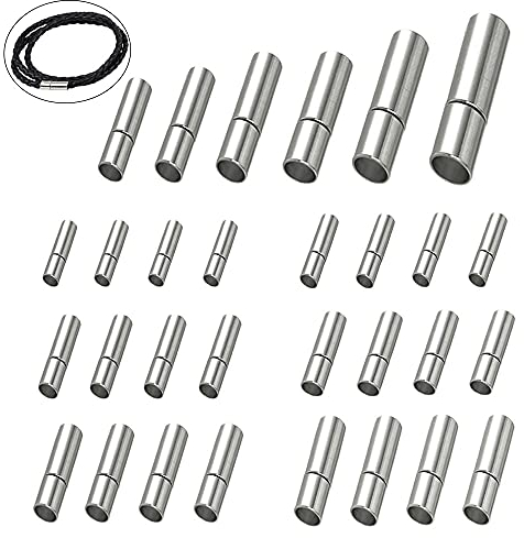 Leder Endkappen 24 Stück Lederband Verschluss Silber Schnur Endkappen Vernickeltes Kupfer Verschlüsse Schnalle Schieben Verschluss Kordelende aus Metall