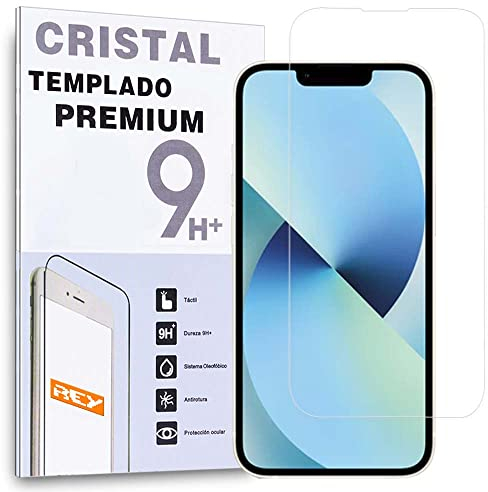 REY Protector de Pantalla para iPhone 13 (6,1) - iPhone 13 Pro (6,1) - iPhone 14 (6,1) - iPhone 14 Pro (6,1), Cristal Vidrio Templado Premium