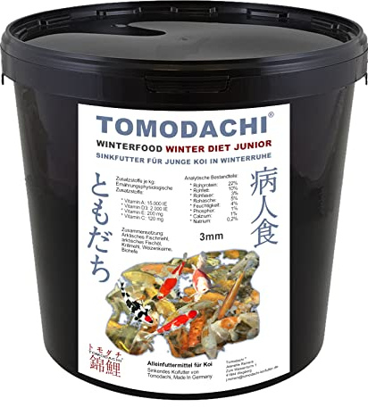 Winterfutter Koi Sinkfutter Tosai Koifutter energiereich hochverdaulich arktische Rohstoffe Tomodachi Junior Koi Futter 3mm 5kg Eimer