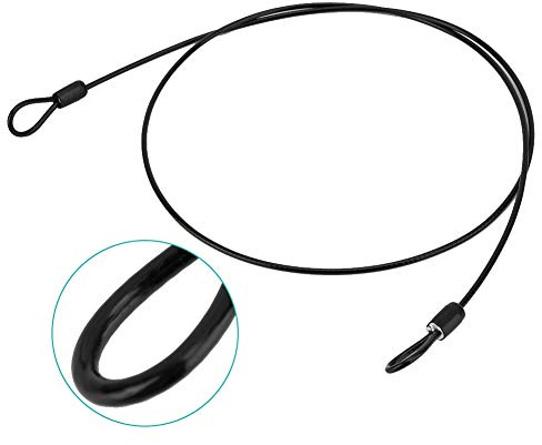 Câble antivol de sécurité de 99,1 cm, 2 mm, en acier avec revêtement en vinyle, câble de sécurité flexible en acier à double boucle (noir)