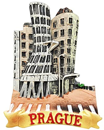 Tanzhaus Prag Tschechische Republik Kühlschrank Magnet Reise Souvenir 3D Kühlschrank Dekoration Magnetaufkleber Handbemalt