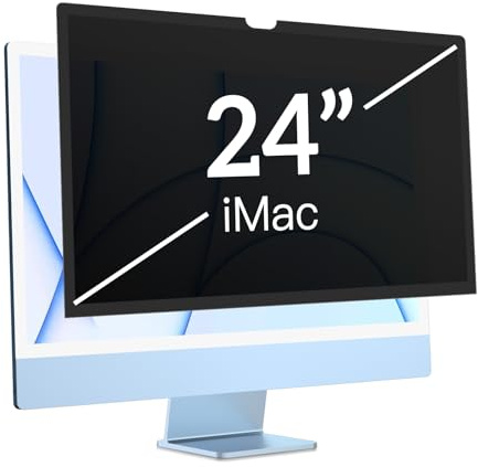 PYS Blickschutzfolie für Apple iMac 24 Zoll M1 M3 M4 Monitor Selbstklebend Abnehmbar Blickschutzfilter Blendfrei Blaulicht Blocking Bildschirm Schutzfolie