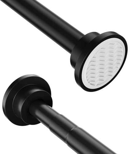 Onpira® Duschvorhangstange Schwarz Teleskopstange Von 40-230cm Länge auswählbar Ohne Bohren (125-230cm Schwarz)