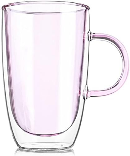 QTANZIQI Doppelschichtiger nordischer Bierbecher mit Henkel, buntes hitzebeständiges Glas, 450 ml Fassungsvermögen - ideal für Festivals, Hochzeiten und Partys