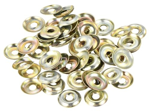 QUARKZMAN 100Pcs Rondelle à Tête Conique ID M4 x OD 14mm x Épaisseur 2mm | Rondelles de Finition à Tête Conique, Fer Jaune, pour Vis M4