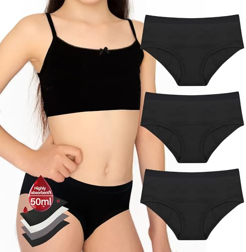 Joyo roy Periodenunterwäsche Mädchen Menstruation Unterwäsche Perioden Unterwäsche Mädchen 12 Jahre Menstruationsunterwäsche Set Period Panties Periodenunterwäsche Teenie 10-12 Jahre 3er Pack