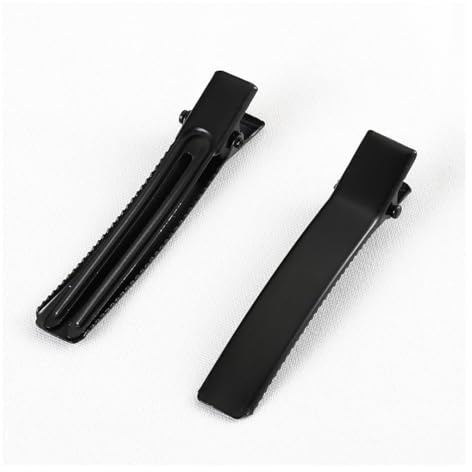 Rockreyoa Metall Entenschnabel-Haarspangen Kleine Krokodilklemmen Krokodil-Klammern Friseur Alligator Clips Haarklammern für Damen Spangen Friseursalon Mädchen Haarstyling DIY Zubehör Schwarz 3.5cm