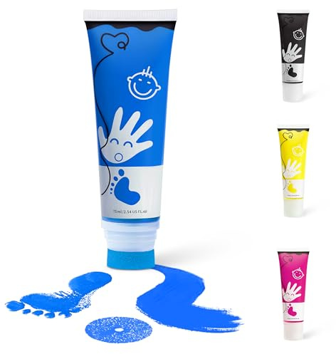 Baby Hand and Footprint Paint with Sponge Head, Washable Paint, Blue