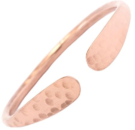 Generico Bracciale in Rame Puro Martellato, Regolabile Unisex, Hippie Boho, Fatto a Mano in Nepal