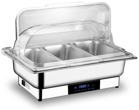 Food Warmers for Parties Electric with Temperature Display and Control Chafing Dishes for Buffet with PC Transparent Cover for Hotels, Buffets(13.5L 1/3 Size)