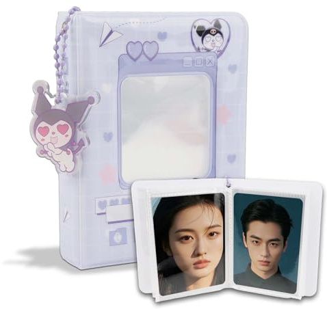 Kpop Photocard Binder, 3 Zoll Kpop Photocard Holder 40 Taschen Mini Fotoalbum Cartoon Fotokartenhalter Photo Card Album Portable Kpop Binder Fotokarten Album Kpop Mit Süße Anhänger fur Fotosammlung