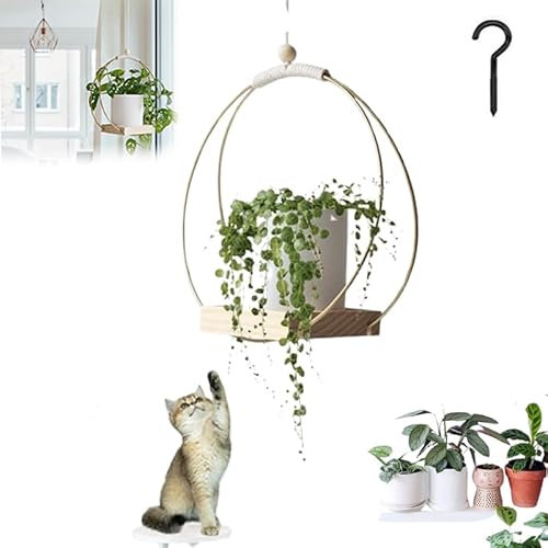 pflanzengef����e & gef����zubeh��r,blumenampel hängend innen,hängeblumentöpfe,modern deko hängetopf,hängetopf metall für pflanzen,hängende blumentopf schaukel,makramee blumenampel mit hölzernen basis