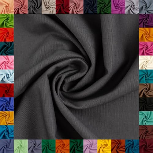 Baumwollstoff HEIDE, 100% Baumwolle, 42 Uni-Farben, Coupons (keine Meterware), ca. 150 cm breit, ca. 160 g/m², Oeko-TEX Standard 100 (anthrazit, 0,5 m)