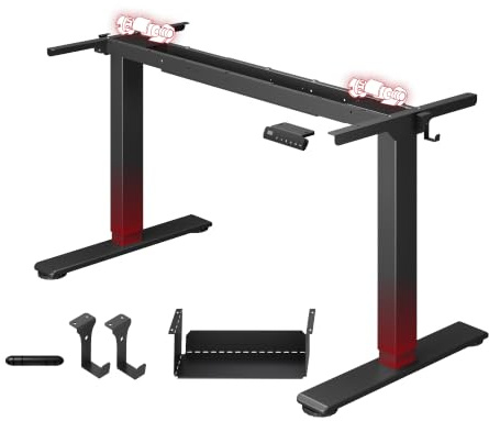 SANODESK Escritorio Elevable Eléctrico con 2 Motores,Mesa Regulable en Altura con 4 Memorias y Sistema Anti-Colisión,Carga 100KG,Standing Desk Ergonómico para Oficina,Teletrabajo y Gaming,Negro