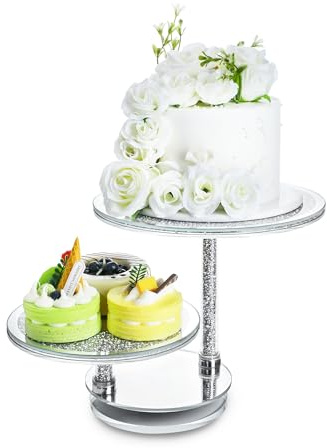 H&D HYALINE & DORA Crystal Cupcake Stand for 15 Cupcakes 2 Tier Cupcake Tower Tiered Tray with Rotating Base Dessert Stands Cupcake Display Stand for Birthday Graduation Baby Shower Tea Party