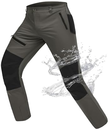 Atforna - Pantaloni da trekking da uomo impermeabili, pantaloni da escursionismo funzionali, abbigliamento da ciclismo con 4 tasche con cerniera, antivento per ciclisti, avventurieri, sciatori, M