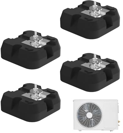 Bases para Unidad Exterior de Aire Acondicionado | Bases Para Aire Acondicionado Sin Conductos - Alfombrilla Antivibraciones Soporte en Suelo para Instalación Exterior 4 Piezas
