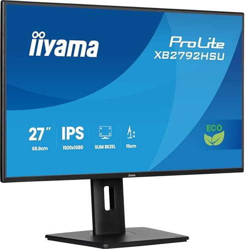iiyama Prolite XB2792HSU-B1 Full-HD IPS-Monitor | 68,6 cm, 27“, 120Hz, HDMI, DP, USB3.2, Adaptive Sync, Lautsprecher, Höhenverstellung, Energieklasse B, Eye Comfort, schwarz