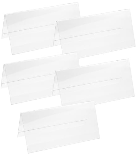 COMPUKAS 5pcs Acrylic Invitations and Name Cards for Party and Modern Look, Safe for Hands, Write Guest Names for Weddings and Birthdays Table Signs
