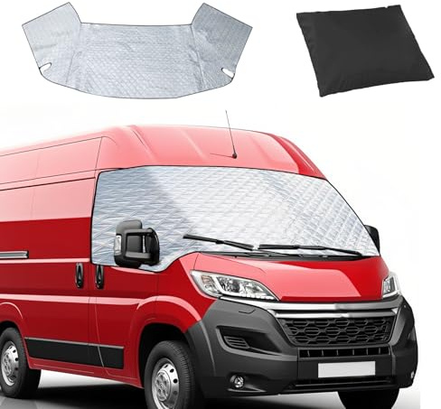 Housse de Pare-Brise Avant pour Fiat Ducato X250/290 pour Peugeot Boxer 2006-2025, Couverture de Pare-Brise de Voiture Thermique imperméable, Protection Contre la Neige et la Glace
