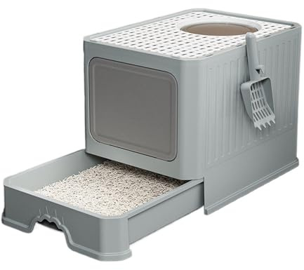 YVAAASIYC Caja de Arena for Gatos con Tapa, Plegable, Totalmente Cerrada, antisalpicaduras, cajón Tipo Pala, fácil Limpiar