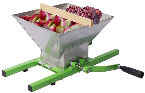 SAYEYBU 7 Liter Handkurbel Apfel und Obstpresse, Manuelle Saftpresse aus Edelstahl, GroßEs FassungsvermöGen, Zerkleinerer für Obst, GemüSe und Wein,Apples,7L Green