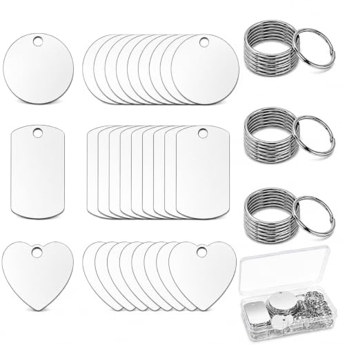 30 Stück Edelstahl Anhänger Blanko, Schlüsselanhänger Rohlinge, Dog Tags