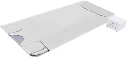 Sauna de infrarrojos 600 W 180 x 80 cm, 35-80 ℃ Temperatura 0-90 min Temporizador, 220-240 V Enchufe UE, PU PVC Blanco Plata Gris, para pérdida de peso, relajación muscular en casa, sauna