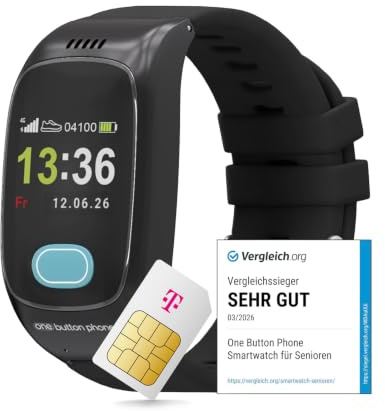 Deutsche Telekom X One Button Phone – 4G LTE Llamada de Emergencia con localización y función de teléfono, Pulsera de Emergencia para Ancianos, botón de Emergencia SOS, Reloj de Emergencia GPS