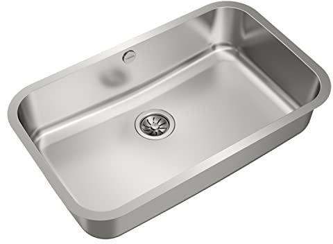 TEKA Fregadero Bajo Encimera 1 Cubeta en Acero Inoxidable 18/10, Profundidad 20cm, Válvula Canasta 3 ½”, Embellecedor de Rebosadero, Accesorios de Fijación, Para Mueble de 90cm, Modelo BE 74.43